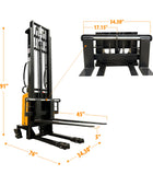 EMS1035TC - Apilador semieléctrico de patas delgadas de 1000 kg (2204 lb) + capacidad de 138'' - Certificación CSA y UL