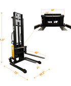 EMS1035W - Semi Electric Wide Leg Stacker 1000 kg (2204 lbs) + 138'' Capacity - CSA and UL Certified