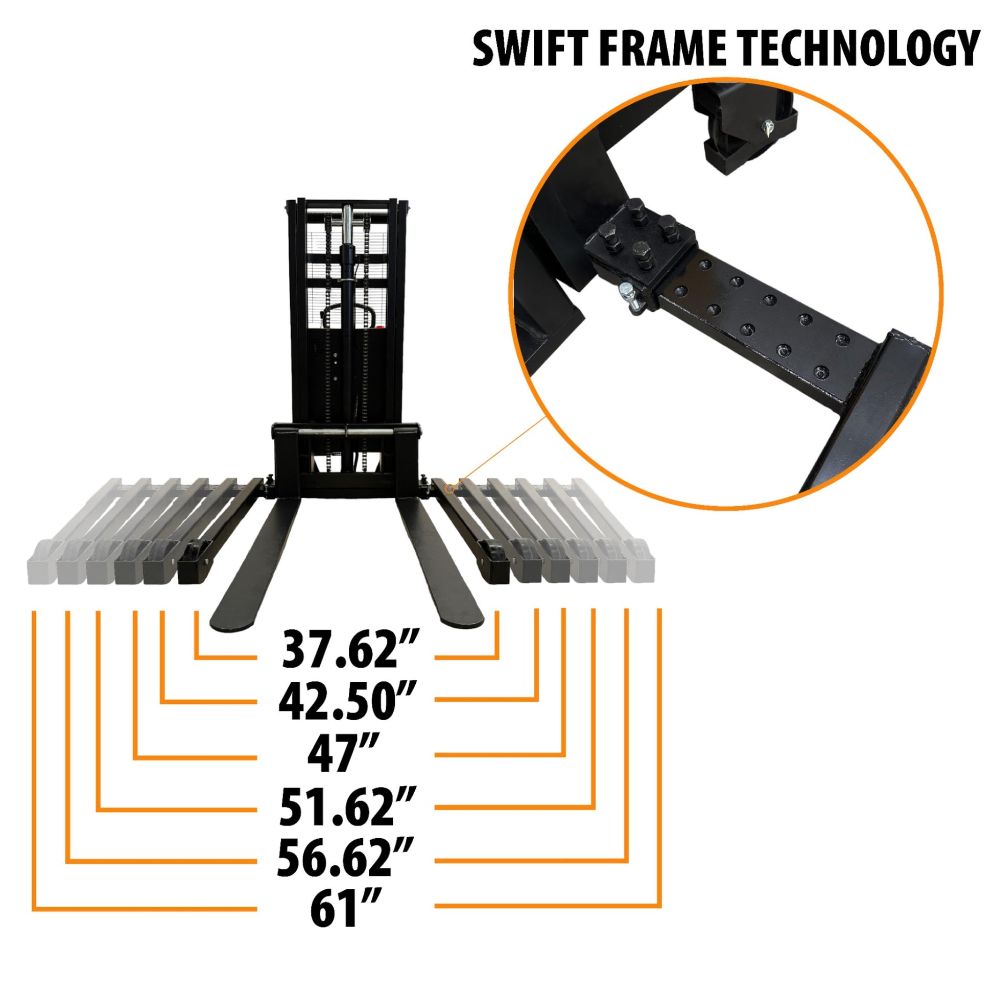 EMS1520W - Semi Electric Wide Leg Stacker 1500 kg (3307 lbs) + 78'' Capacity