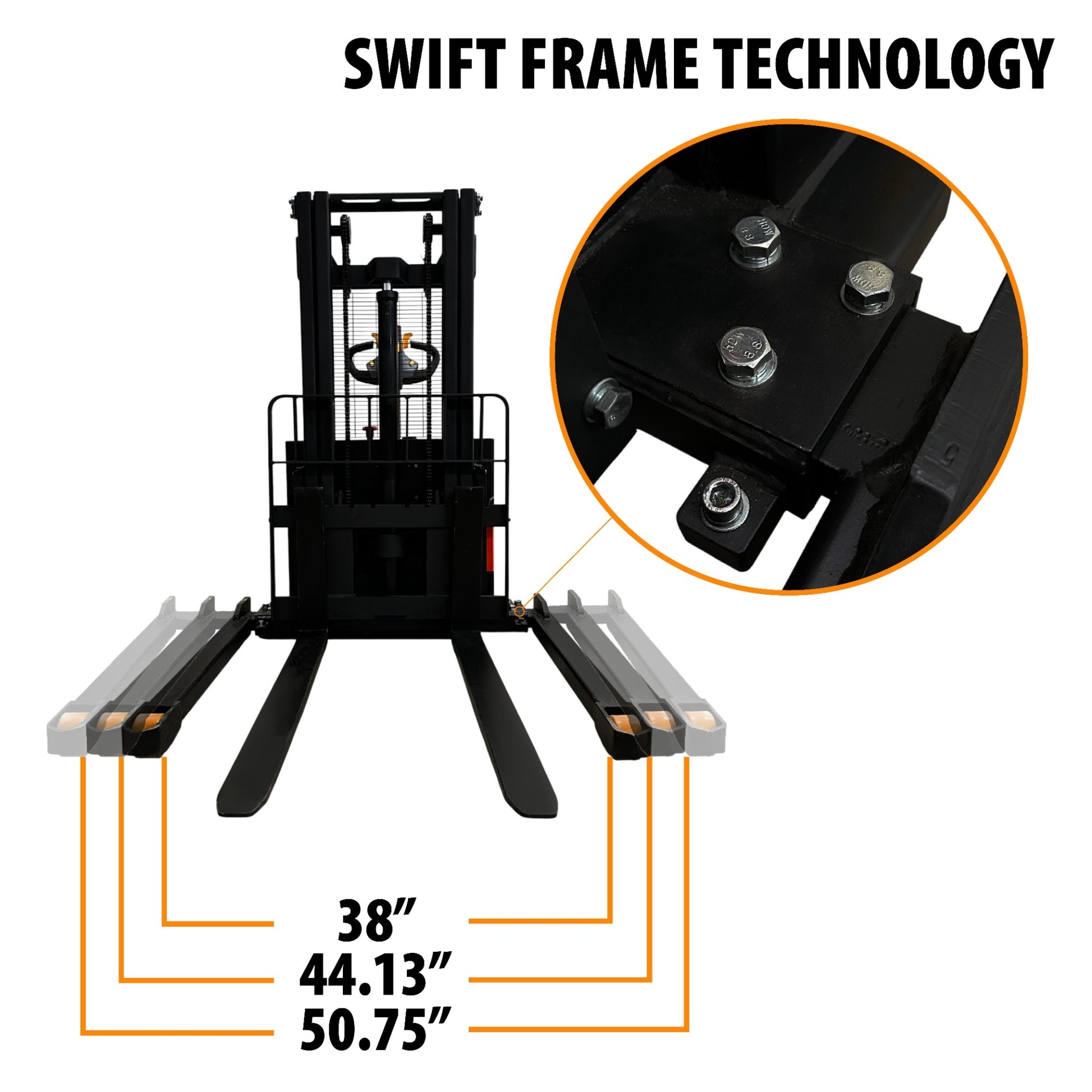 ESC15M20 - Electric Wide Leg Pallet Stacker 1500 kg (3307 lbs) + 79" Capacity - CSA and UL Certified