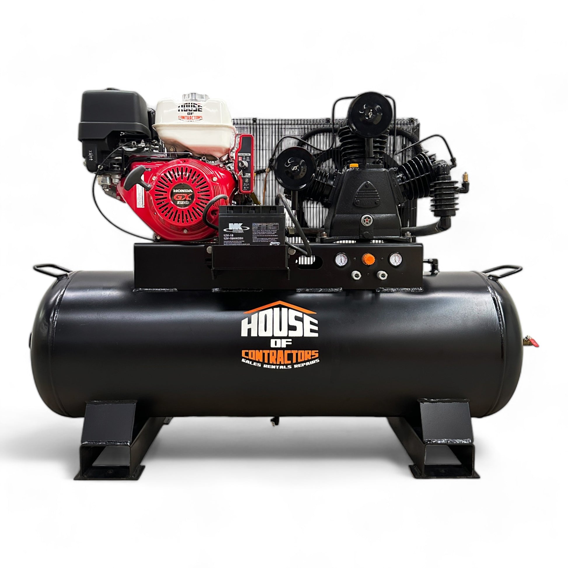 HOC60GAC Industrial 60 Gallon Truck Mounted Air Compressor, Honda GX390 13 HP Engine, Horizontal Tank, 175 PSI Max Pressure