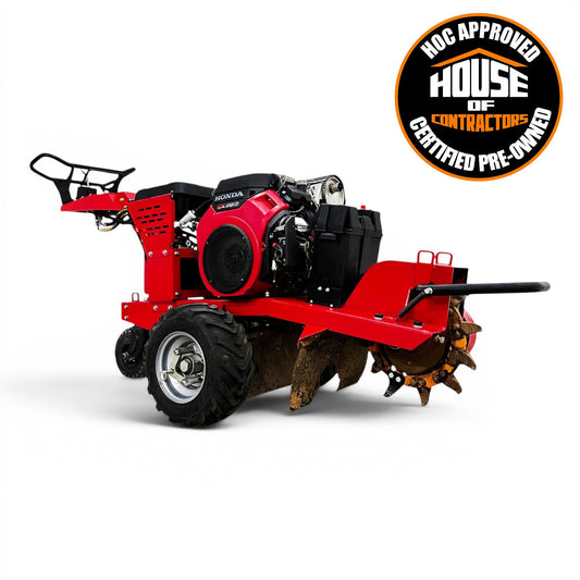 HOC911 Self Propelled Swivel Head Stump Grinder, Honda GX690 22.1 HP Electric Start, 18 Inch Above Ground Grinding, 12 Tungsten Carbide Teeth A