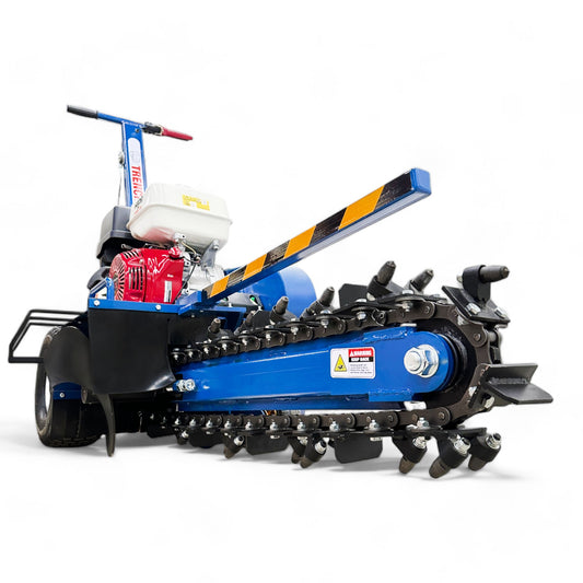 HOCTCR1500 Honda GX390 Trencher, 25 Inch Digging Depth, 27 Tungsten Carbide Teeth, Rotational Depth Adjustment