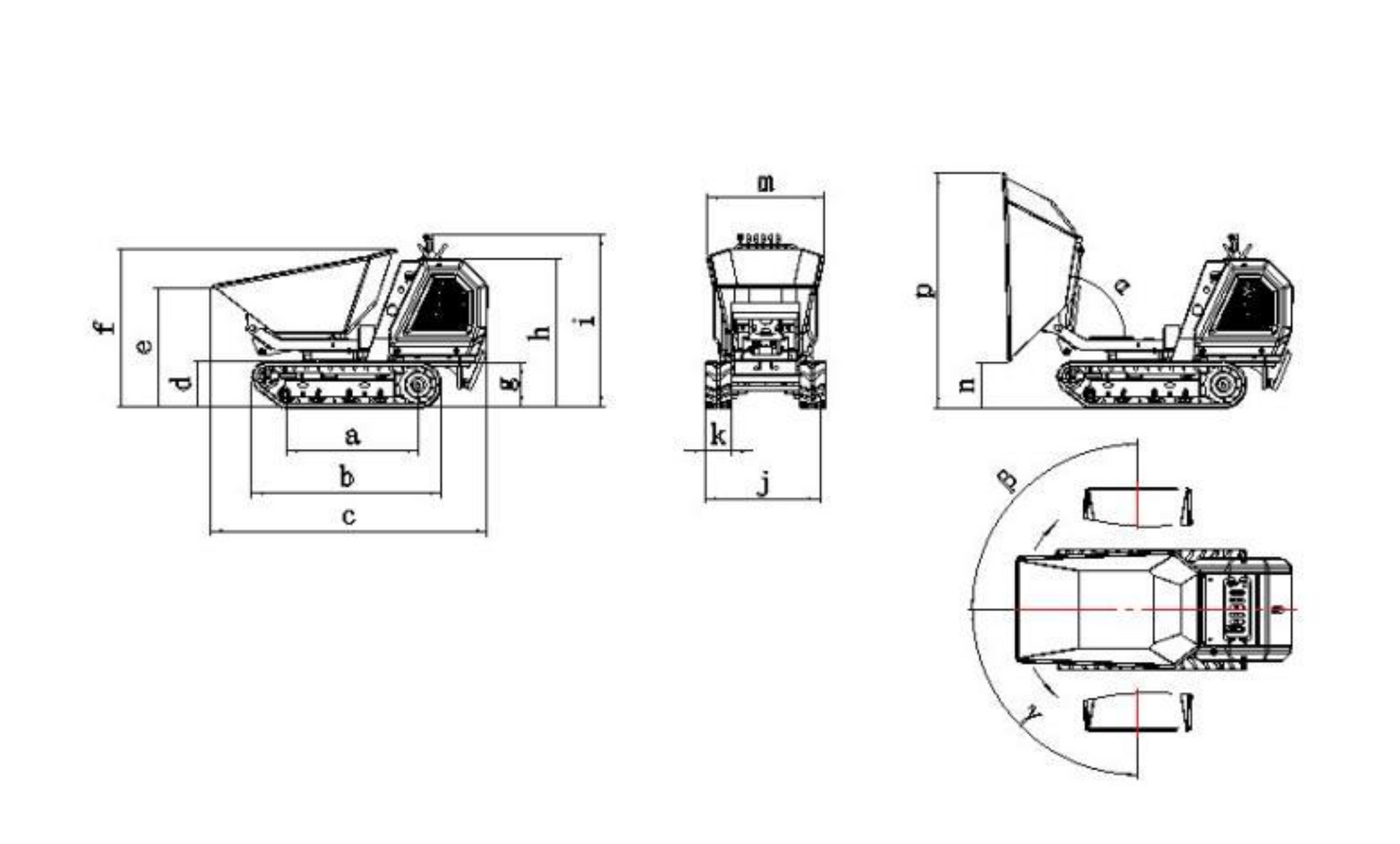 HOCXN800R180 Hydrostatic Rotational Track Dumper 800 kg (1763.70 lb) Load Capacity