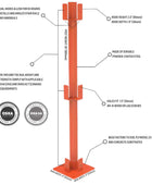 IPS Pro Guard 70-8020 40 x 2, 39" Post Kit, with 8" base, Powder-coated steel
