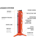 IPS Rapidroll 70-7000 Sistema de cercas de 3 patas de 3 patas, 50 pies de cercas con 4 postes incluidos