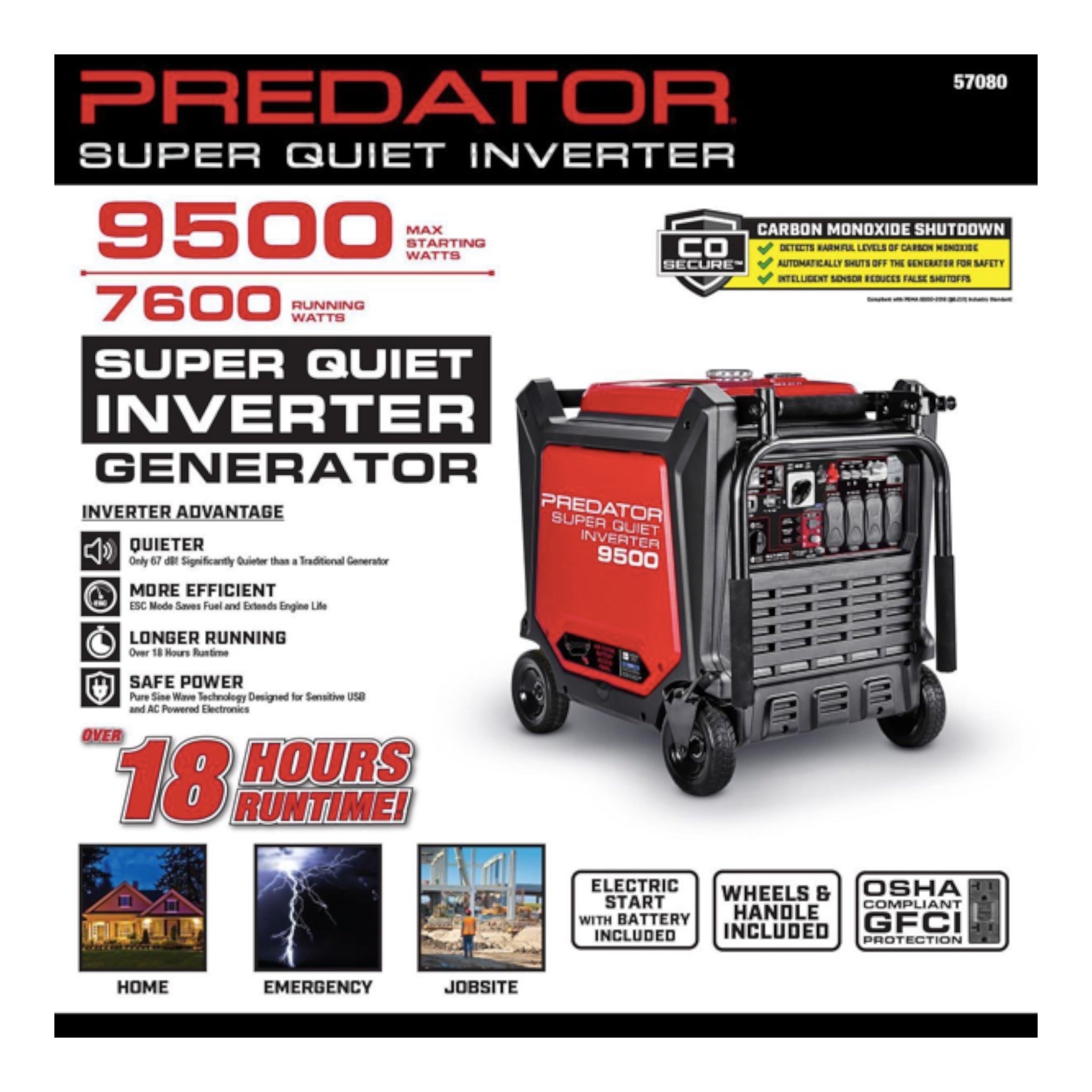 QIG9500 - 9500 Watt Super Quiet Inverter Generator With CO SECURE