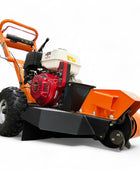 STG13 Bolinero de tocón remolcable - Motor Honda de 13 hp, arranque eléctrico, rectificado de 24 pulgadas sobre el suelo, dientes de carburo de tungsteno