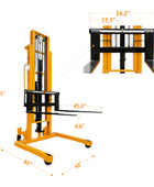 SYCW118 - Wide Leg Hydraulic Stacker 1000 kg (2204 lbs) + 118'' Capacity - CSA and UL Certified