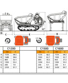 Cormidi CMF1500 - RIX 钢制静液压旋转履带式自卸车，载重 1500kg（3307lb）