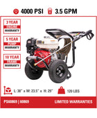 Simpson PS60869 Honda GX270 PowerShot 4000 PSI @ 3.5 GPM Pressure Washer