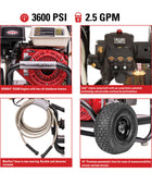 Simpson PS60995 Honda GX200 PowerShot 3600 PSI @ 2.5 GPM Pressure Washer