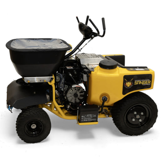 Stinger Equipment Gateway Applicator with digital controls, ground-metered spreading and spraying, and stainless steel frame