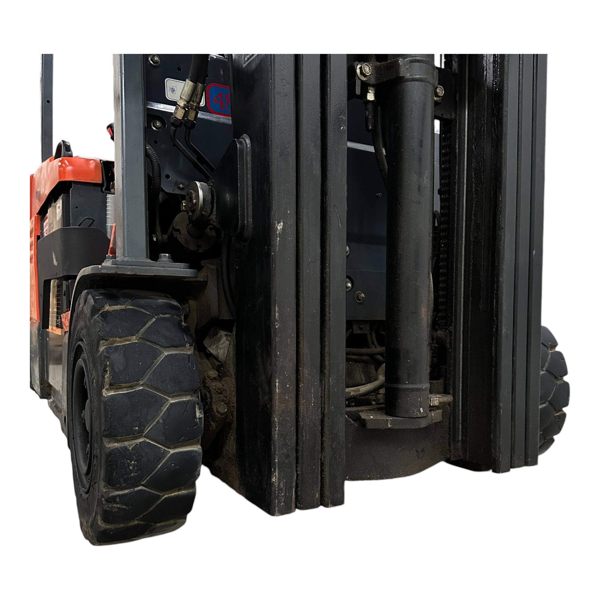 Toyota 7FBEU15 3 Wheel Electric Forklift, 3000 lb (1360 kg) Capacity, Fork Positioner, Charger Included