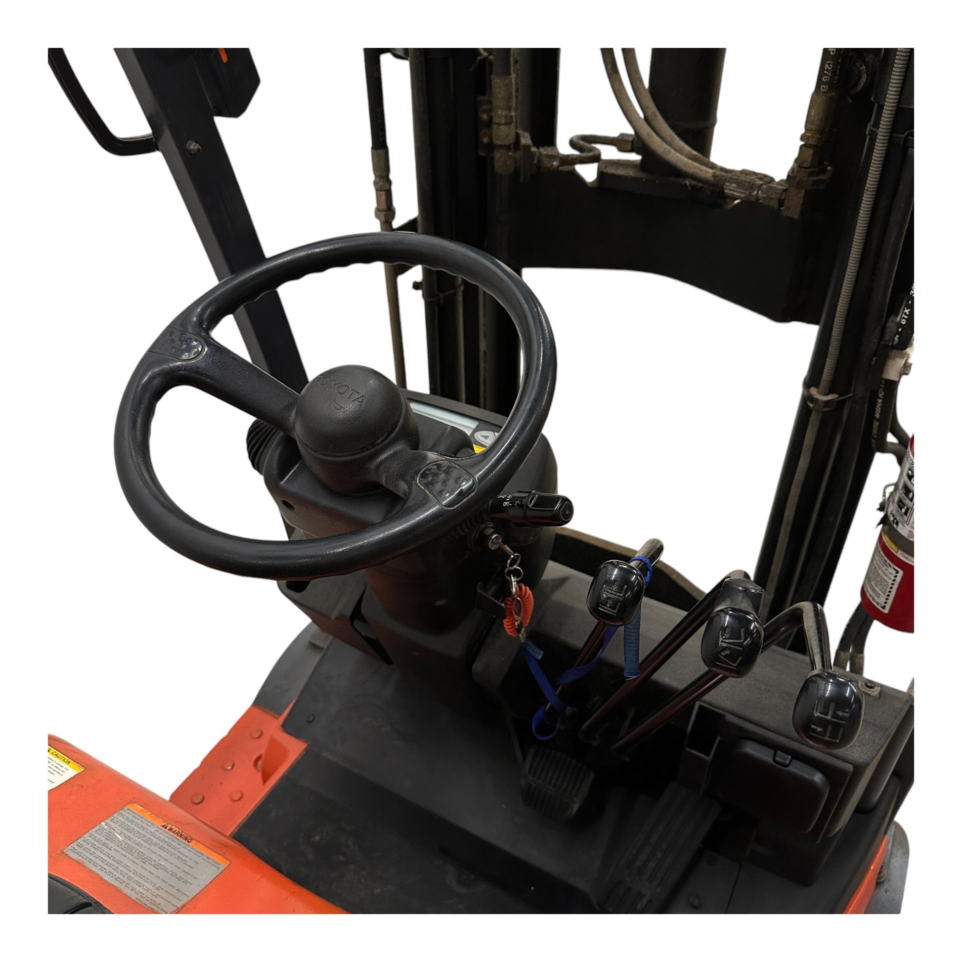 Toyota 7FBEU15 3 Wheel Electric Forklift, 3000 lb (1360 kg) Capacity, Fork Positioner, Charger Included