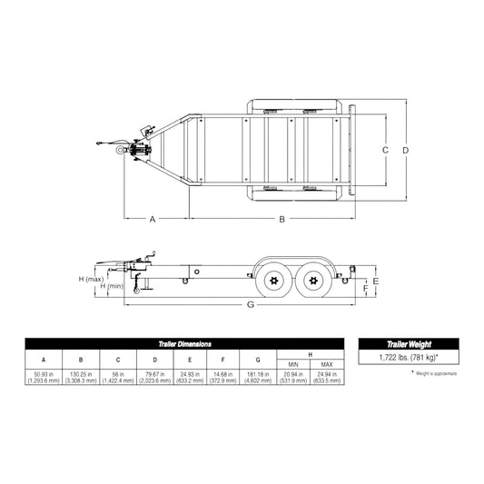 Remorque à essieu tandem MQ Power TRLR125US