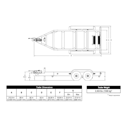 Remorque à essieu tandem MQ Power TRLR220EV