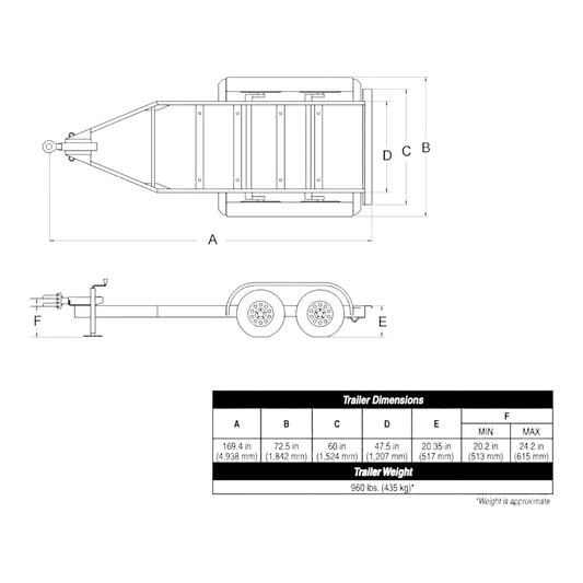 Remorque à essieu tandem MQ Power TRLR70US