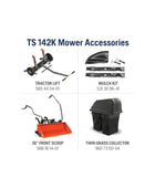 TS142L 20HP Husqvarna Lawn Mower Kohler 7000 Series 42 Inch Deck