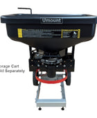 Umount broadcast material dry spreader with front-mount design and wide-pattern distribution