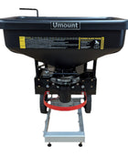 Umount broadcast material dry spreader with front-mount design and wide-pattern distribution