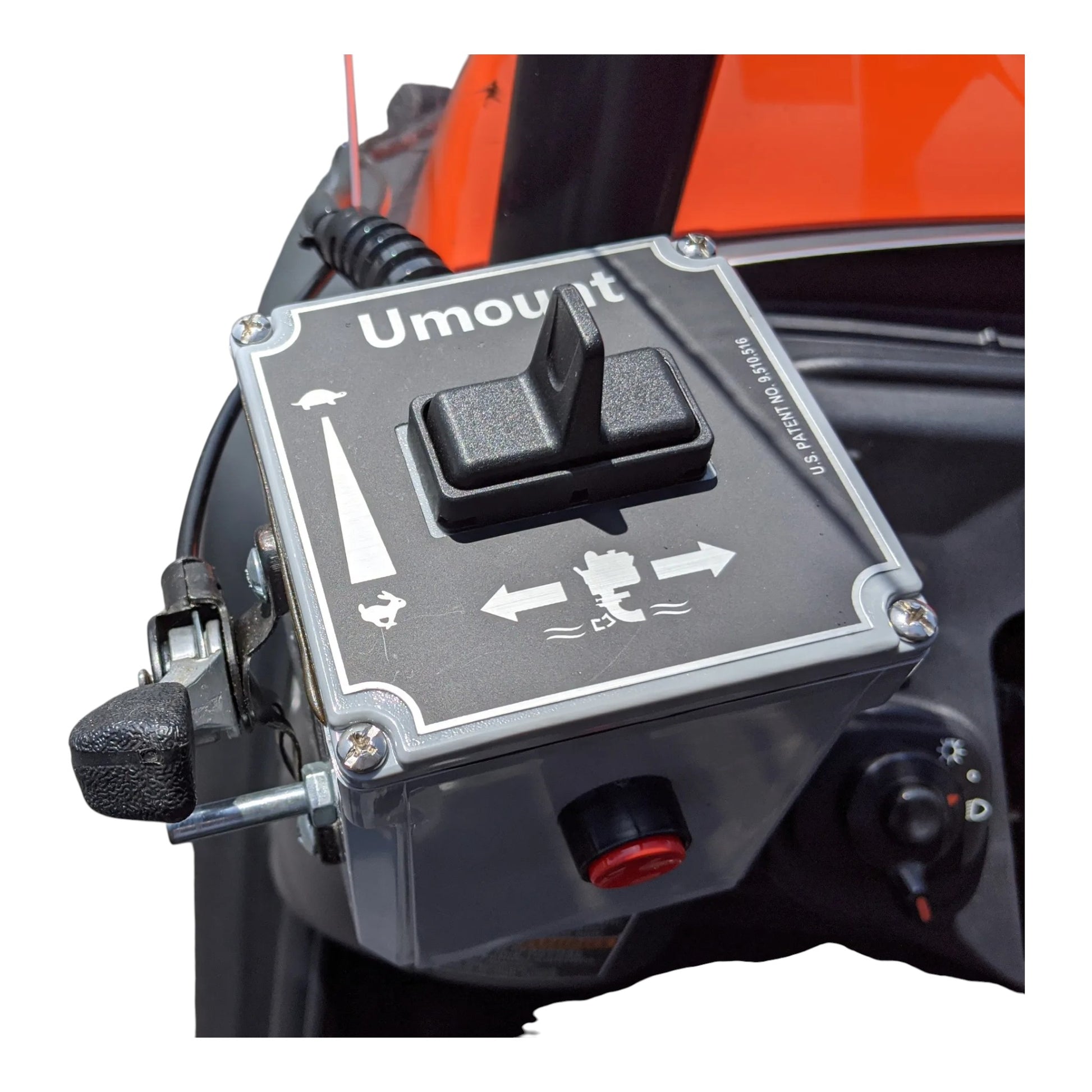 Umount UB-7 front-mounted blower with high-velocity airflow, universal mount design, and heavy-duty debris-clearing performance