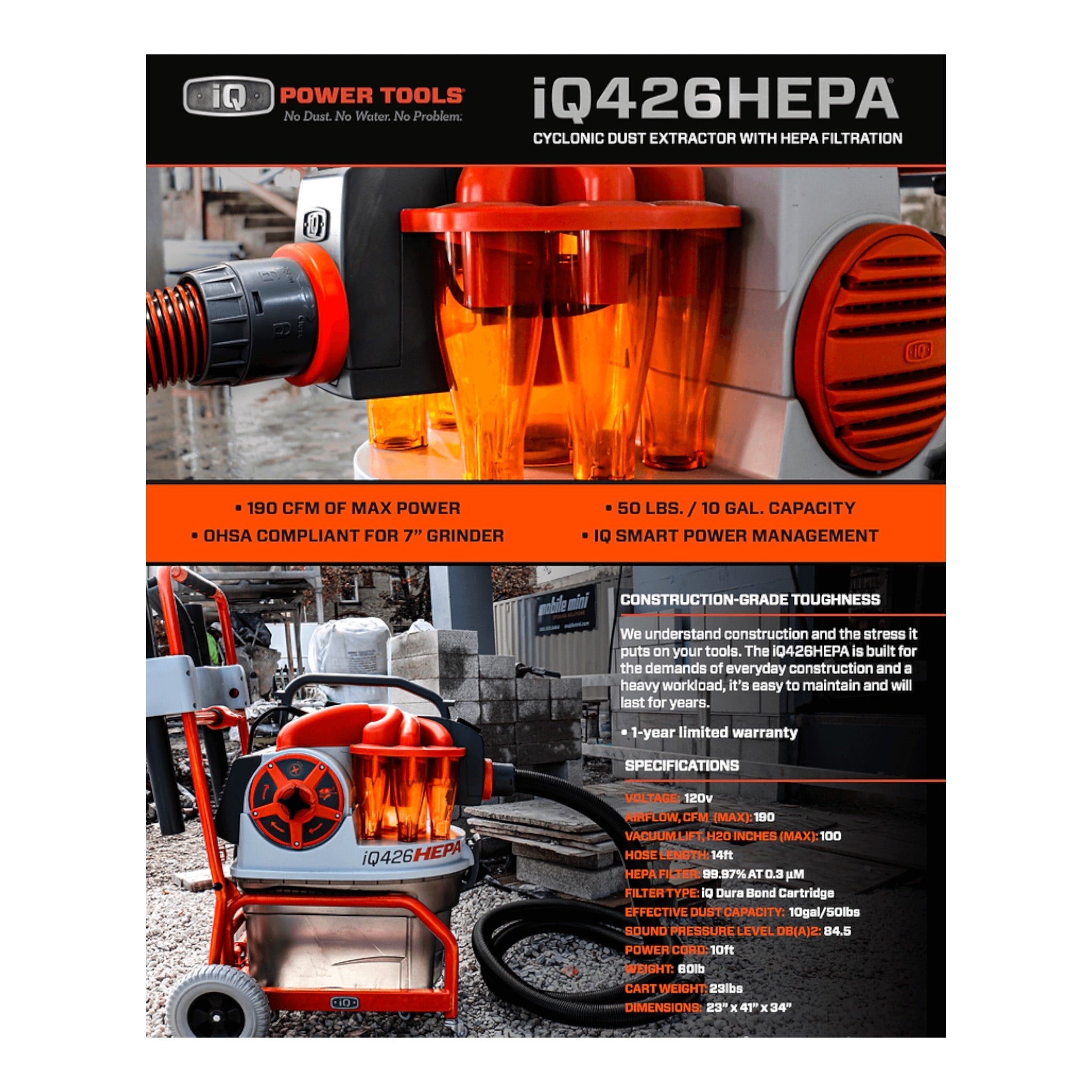 iQ426HEPA Cyclonic Dust Extractor — House Of Contractors Inc.