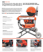 saw en maçonnerie IQMS362 avec système de contrôle de la poussière intégré