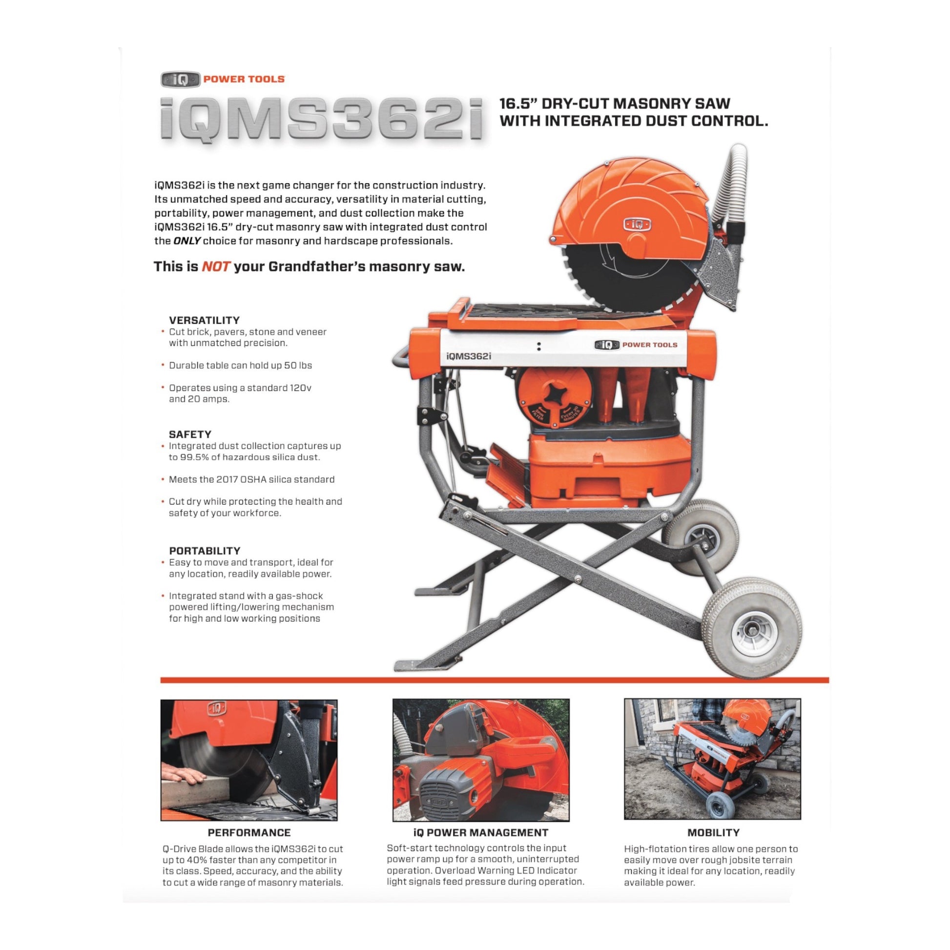 iQMS362 Masonry Saw With Integrated Dust Control System G